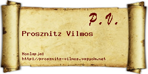 Prosznitz Vilmos névjegykártya